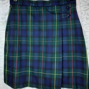 LANDS End Navy Plaid School Girl Skirt